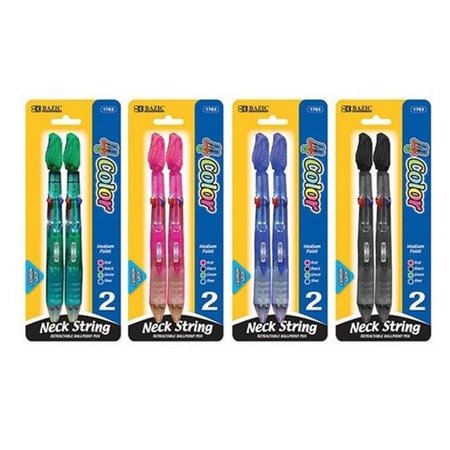 BAZIC PRODUCTS Bazic 1763 4-Color Neck Pen w/ Cushion Grip (2/Pack) Pack of 24 1763